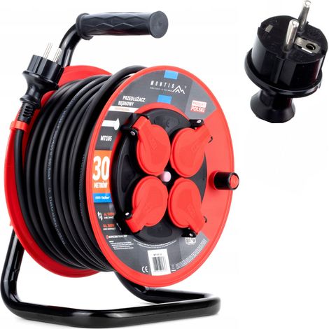 Rallonge enrouleur PROFESSIONAL 4x2p+Z IP44 16A 3680W 3x1,5 30m noir (1/3)