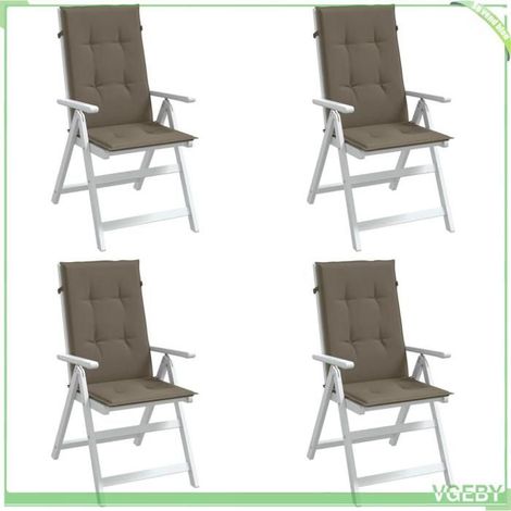 4002437 Coussins de chaise à dossier haut lot de 4 taupe mélangé tissu (1/5)
