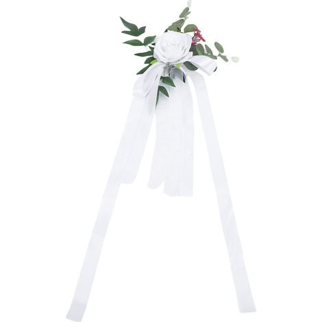 Soavoa Décoration Florale Réaliste pour Chaise de Mariage, Accessoires en Soie Artificielle Blanche, Déco Scandinave Extérieure et Photo (1/4)