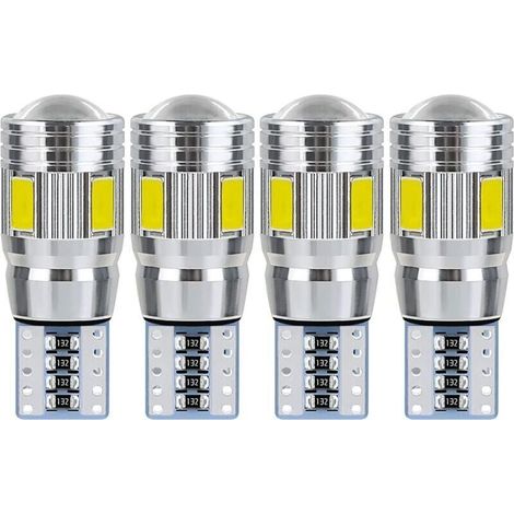 Lampadina LED T10 W5W per plafoniera auto, luce notturna interna a LED per auto. Adatta per luci targa, luci di posizione e plafoniere (4 pezzi).