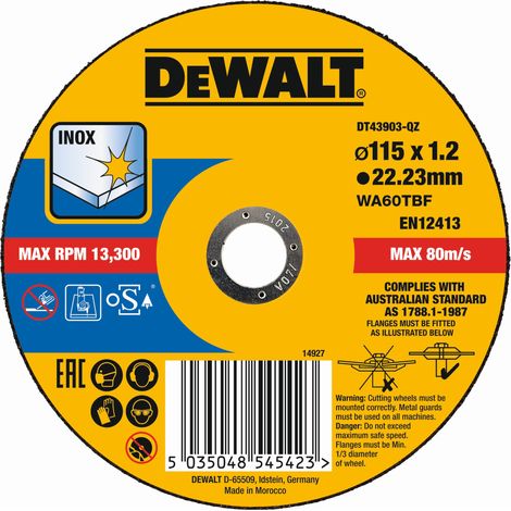Disco metallico Dewalt 115x1,2 mm in acciaio inossidabile