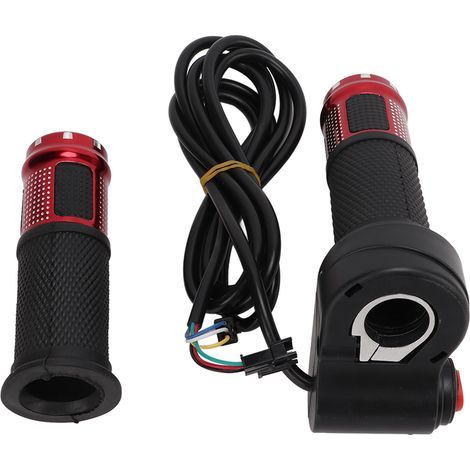 Poignée d'accélérateur universelle 6 fils pour vélo électrique 12V‑99V avec deux sections et trois vitesses rouge (1/5)