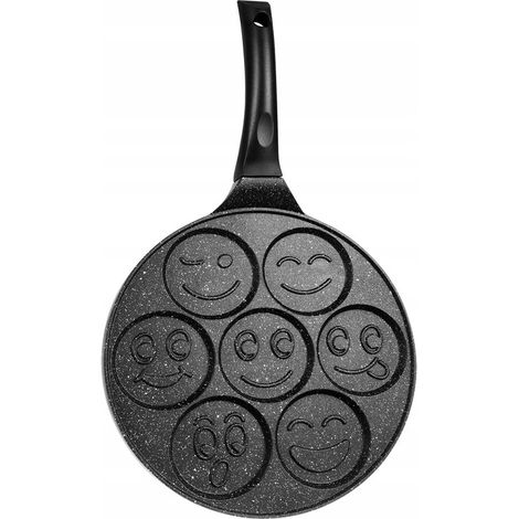 Padella per pancake, 7 faccine divertenti, alluminio e acciaio inox, diametro padella 26 cm, diametro stampo 6,5 cm (1/5)
