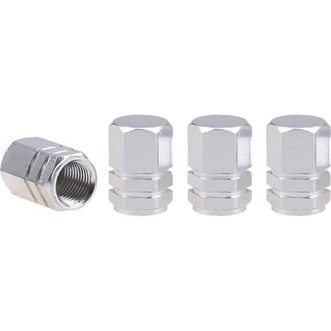 Ventilkappen aus Aluminium, silber, 4 Stück, amio-02236 (1/2)