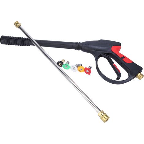Pistola pulverizadora para lavado de autos, 1/2 pulgada BSP, empuñadura cómoda con 5 boquillas para equipos de lavado -Crezuo
