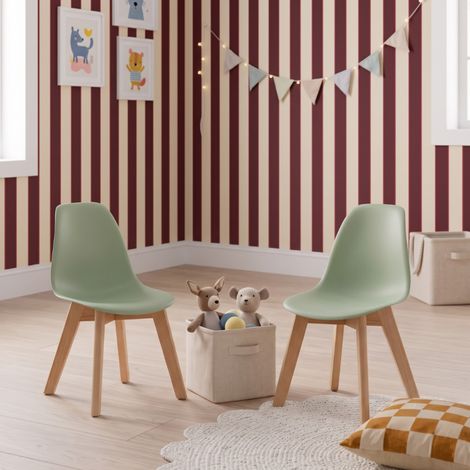 Lot de 2 chaises scandinave pour enfant bois de hêtre vert clair - Nils Kid