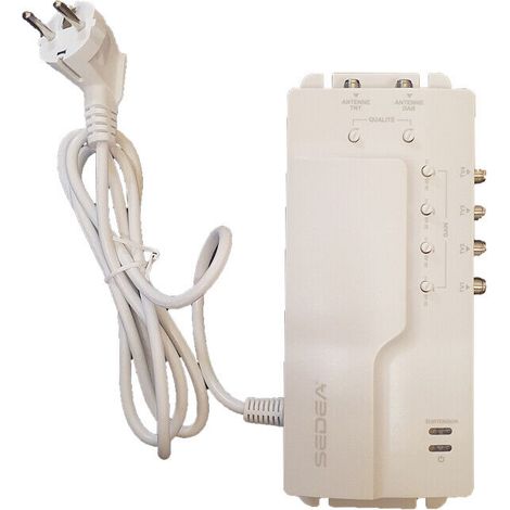 AMPLIFICATEUR DISTRIBUTEUR 2 ENTREES TNT ET DAB (FM) 4 SORTIES TV GAIN 26 DB (1/3)