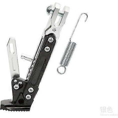 Verstellbare CNC-gefräste Fußstütze aus Metall für Motorräder, Seitenhalterung, robuste und korrosionsbeständige Halterung, Motorradständer-Zubehör – Silber (1/5)