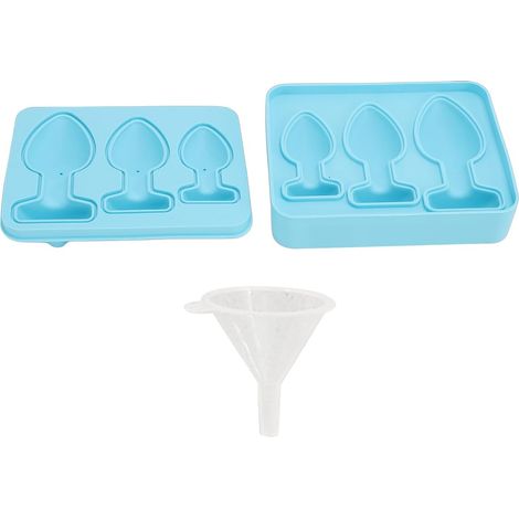 à glaçons en silicone avec couvercle bleu flexible 3 grilles ensemble (1/5)
