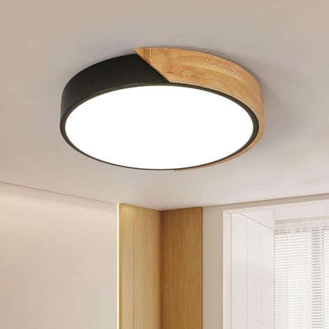 Plafonnier LED macaron noir 32x32cm 24W 3000K blanc chaud IR80 - Luminaire design moderne pour plafond