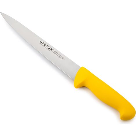 Coltello per filettare Arcos Colore - Prof. 295500 in acciaio inox Nitrum e mango polipropilene ergonomico giallo e lama 25 cm, coperchio espositore
