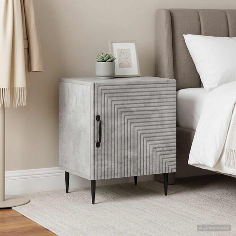 Lot de 2 tables de chevet avec rangement, bois d’ingénierie gris béton, 43 x 34,5 x 50 cm - PANGIVO (1/5)