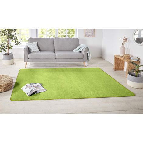 Tapis Moelleux à Poils Courts et Couleurs Unies pour Salle à Manger, Salon, d'enfant, Couloir, Chambre à Coucher, Cuisine Vert uni-67 x 120 cm, 67x120cm (1/5)