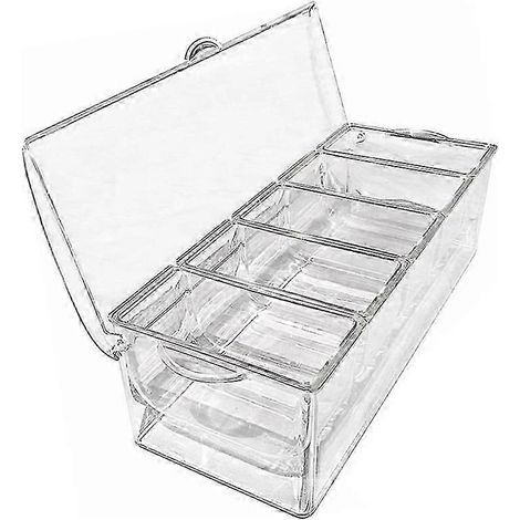 Boîte à ingrédients en plastique pour fruits, légumes et épices avec couvercle, 5 compartiments. (1/5)