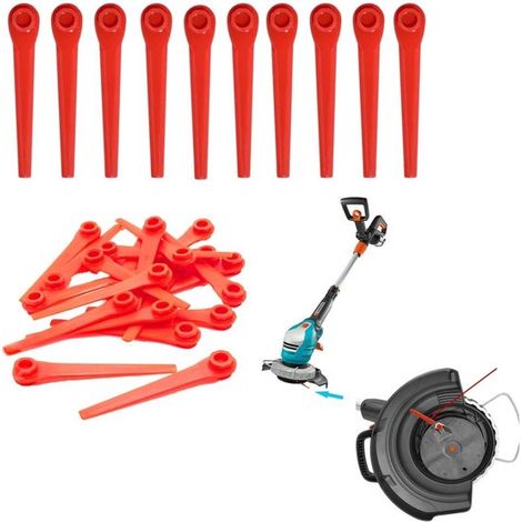 Set mit 100 Kunststoff Rasenmähermessern Kunststoff Rasenmähermesser Rote Ersatzmesser Kunststoffmesser für Rasentrimmer für Garten und Rasenmähe (1/5)