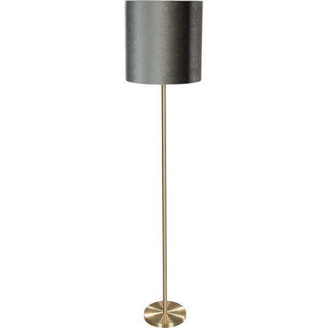 QAZQA Lampada da terra con paralume simplo shade - Classico - Acciaio,Velluto,Tessuto - Ottone/Verde/Oro - Tondo Max. 1 x Watt (1/4)