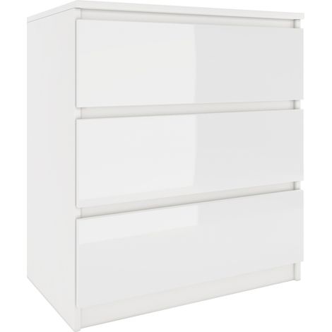 Topeshop – Commode moderne 3 tiroirs – Dimensions 77x70x40 cm – Corps en panneau de particules laminé – Design minimaliste avec faces sans poignées