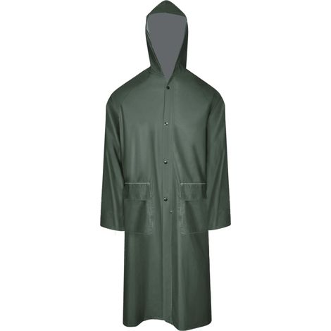 vidaXL Manteau de pluie long imperméable résistant à capuche vert L (1/4)