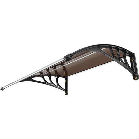 Mophorn Tettoia per Porta deIngresso 96,5 x 101,7 cm, Pensilina per Porta Giardino in Policarbonato Marrone, Tettoia per Finestre UPF 50+ Copertura Tettoia per Porte Finestre Antipioggia Impermeabile