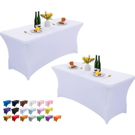 Set mit 2 rechteckigen Stretch-Tischdecken aus waschbarem und knitterfreiem Spandex für die Küche – Passgenaue Tischdecken für Partys, Bankette, Hochzeiten, Cocktails und Festivals, 1.2 (1/4)