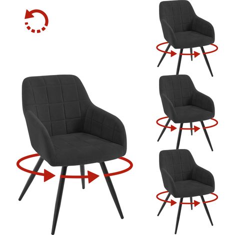 Lot de 4 Chaises Pivotante Salle à Manger WOLTU, Fauteuil Salle à Manger en Velours, Pieds en Métal, Noir (1/5)