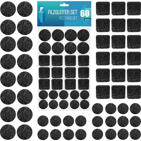 Patins pour Meubles 60 Pièces, Noir, Auto-adhésifs Patin Chaise, Tampon Meuble, 3mm d'épaisseur Patins Feutre pour Meubles, Anti-Rayures (1/5)