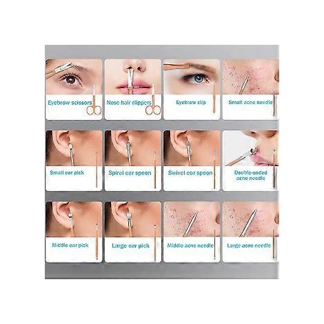 Ensemble de manucure professionnel en acier inoxydable, 26 outils de soin multifonctionnels pour les mains, le visage et les pieds, lames affûtées pour une coupe lisse des ongles épais.