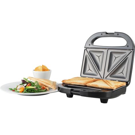 1 Appareil Croque Monsieur, Plaques Antiadhésives, Contrôle Température Automatique, Voyants Lumineux, Cuisine (1/5)