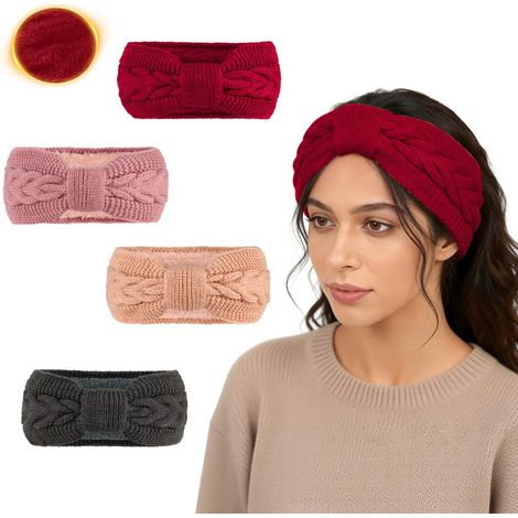 Bandeau - 25 x 10 cm - Lot de 4 - Bandeau pour cheveux - Bandeau nettoyant visage - Bandeau maquillage - Bandeau sport - Bandeau anti-transpiration pour la course - Bandeau d'hiver - Cache-oreilles - (1/5)