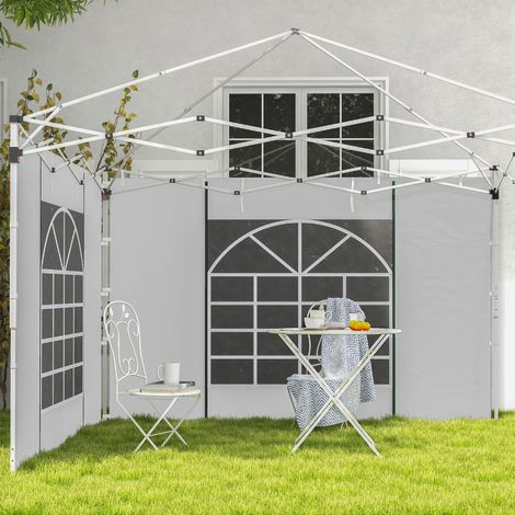 Rideaux kiosque ensemble 2 kiosques jardin fenêtres portes - Dimensions: 3x6m 3x3m - Couleur: Blanc