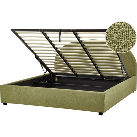 Ottoman Bed Boucle VAUCLUSE 180 x 200 cm (EU Super King) Olive Green (1/5)