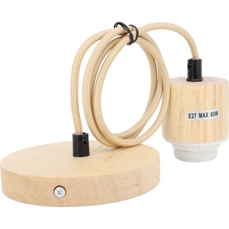 Beyamis Douille E27 en bois pour suspension, accessoire d'éclairage vintage, socle de suspension en bois, 220 V (1/5)