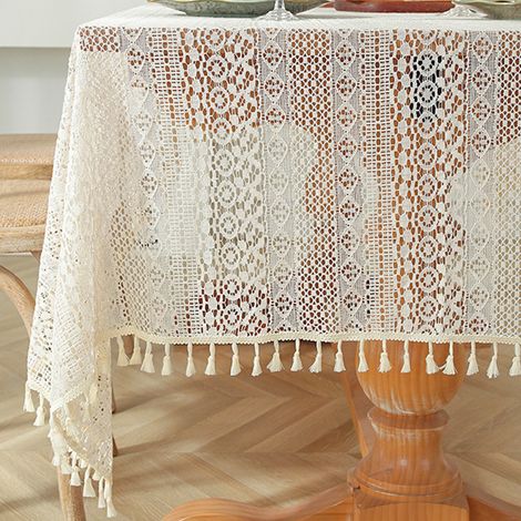 1 nappe en dentelle rectangulaire, motif floral vintage, 150x150 cm, pour mariage ou décoration extérieure automnale (1/5)