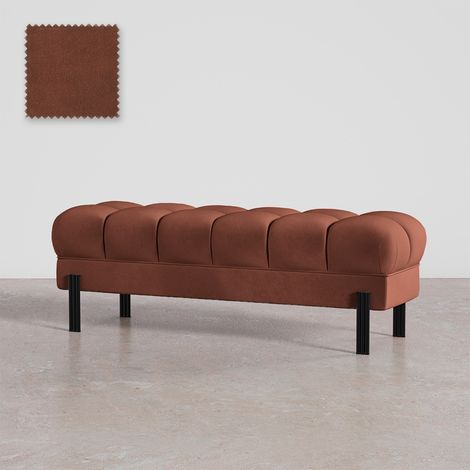 Panca Stile Chesterfield Rivestita In Velluto Con Gambe In Ferro - Hamptons Cioccolato