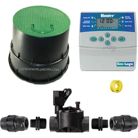 Kit di irrigazione automatico Hunter 24V a 1 zona per tubi da 20 mm  Include programmatore, elettrovalvola e accessori