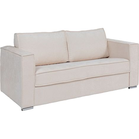 Divano letto 3 posti a ribalta Letto con doghe larghe 140cm Mater. 14cm in Tessuto testurizzato Beige - LORETO