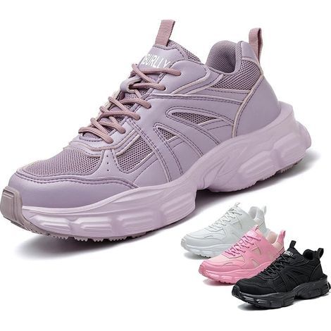 Chaussures de Sécurité Femme Légère Basket de Secruite Confortable Antidérapante Chaussures de Travail Embout Acier Respirante,Violet,taille 37 (1/5)