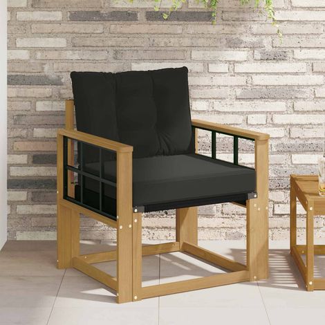 vidaXL Sofá de exterior Madera maciza de acacia y textileno Blanco (1/5)