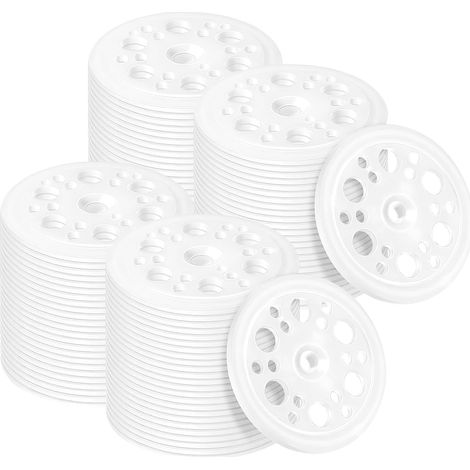 Lot de 200 Blanc Rondelles Plastique de 46 mm Polypropylène Rondelles pour Fixation des Panneau et Support Isolants en Mousse (1/5)