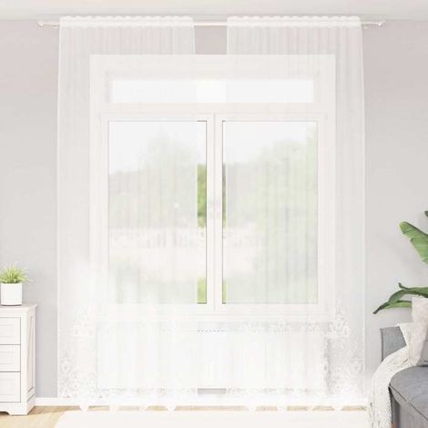 4107759 Rideau en Dentelle Floral Blanc 280 x 150 cm Polyester (1/5)