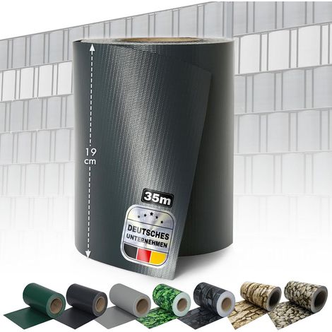 Bandes Brise-Vue, 35 mètres Occultant, Clips de Fixation Inclus, Anthracite, 19 cm x 35 m (1/5)