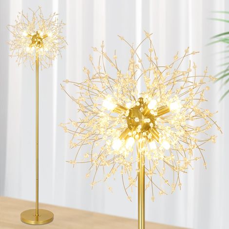 Lampadaires Modernes, Luminaire en Cristal Doré pour Salon, Lampadaire à 8 Ampoules avec Interrupteur au Pied, Hauteur 172 cm, Luminnaire en Verre et Métal, Luminaire Doré pour Chambre à Coucher (1/5)