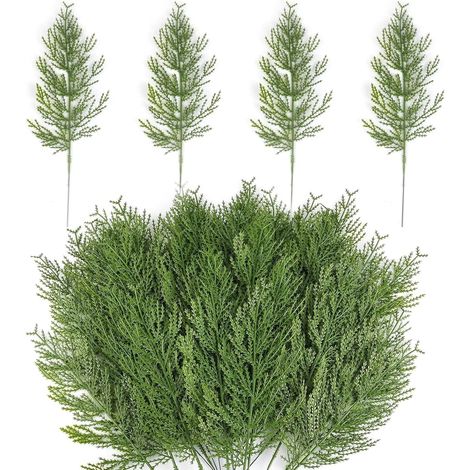 Branches De Pin Artificielles - 20 Pièces - Tiges De Cèdre Faux - Pour Couronnes Décoration Maison Cuisine DIY (1/5)