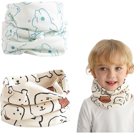 2 Pcs Écharpe Cache-cou Enfants Coton Automne Hiver Écharpe Bébé Boucle Cache-cou Foulards Bébé Filles et Garçons (1/5)