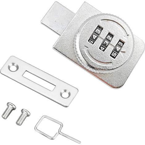 1 Pièces Serrure Vitrine en Verre, Serrure De Porte En Verre, Serrure à Code à 3 Chiffres pour Porte à Sens Unique, Serrure à Code pour Casiers (1/5)