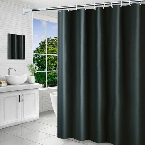 Cortina de ducha de secado rápido, impermeable, de tejido de poliéster, lavable a máquina, semitransparente - Crezuo (1/4)