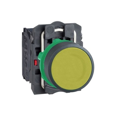 Bouton poussoir impulsion jaune Ø22 1O+1F vis étrier - XB5AA55