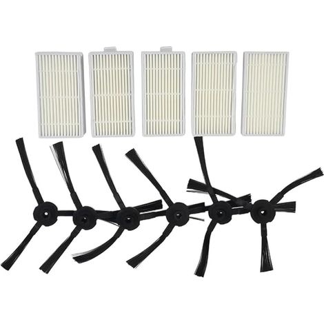Kit de 11 brosses latérales HEPA pour aspirateur robot Lidl SilverCrest SSR 3000 A1, 5 filtres HEPA, 6 brosses latérales (1/5)