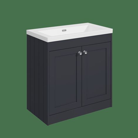Balterley Butterton 800mm Floor Standing 2 Door Unit with Minimalist Basin No Tap Hole - Satin Dark Grey