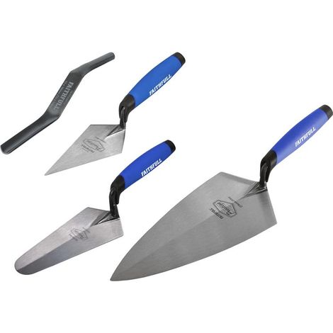 Faithfull 4 Piece Trowel Set Brick Pointing Soft Grip Handle FAIPTFSET4 (1/5)